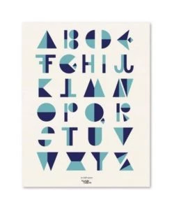 Youdoit Décoration Murale Enfant Affiche Alphabet Style Cubiste Bleu 29,7x42cm