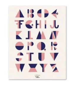 Youdoit Décoration Murale Enfant Affiche Alphabet Style Cubiste Rose 29,7x42cm