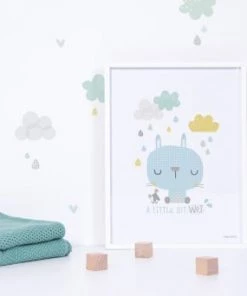 Lilipinso Décoration Murale Enfant Affiche Chat En Papier Bleu -Décoration murale enfant Soldes affiche chat en papier bleu 5