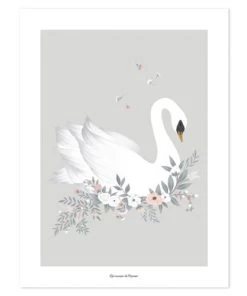 Lilipinso Décoration Murale Enfant Affiche Cygne En Papier Gris