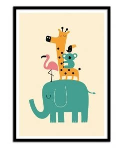 Wall Editions Décoration Murale Enfant Affiche D'art Avec Cadre Bois Noir - 30 X 40 Cm