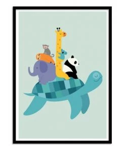 Wall Editions Décoration Murale Enfant Affiche D'art Avec Cadre Bois Noir - 30 X 40 Cm