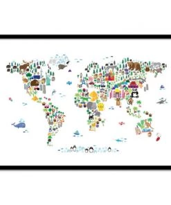 Wall Editions Décoration Murale Enfant Affiche D'art Avec Cadre Bois Noir - 30 X 40 Cm