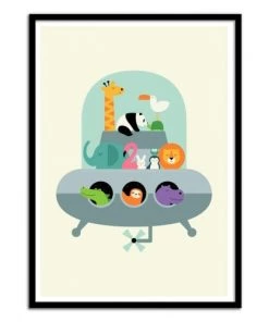 Wall Editions Décoration Murale Enfant Affiche D'art Avec Cadre Bois Noir - 30 X 40 Cm