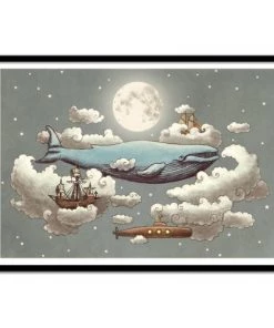 Wall Editions Décoration Murale Enfant Affiche D'art Avec Cadre Bois Noir - 50 X 70 Cm