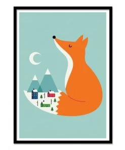 Wall Editions Décoration Murale Enfant Affiche D'art Avec Cadre Bois Noir - 50 X 70 Cm