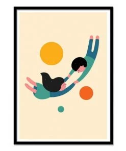 Wall Editions Décoration Murale Enfant Affiche D'art Avec Cadre Bois Noir - 50 X 70 Cm