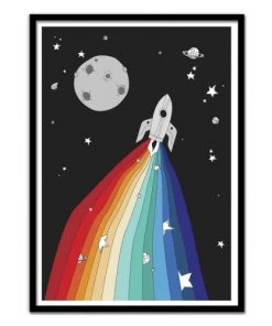 Wall Editions Décoration Murale Enfant Affiche D'art Avec Cadre Bois Noir - 50 X 70 Cm