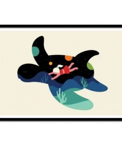 Wall Editions Décoration Murale Enfant Affiche D'art Avec Cadre Bois Noir - 50 X 70 Cm