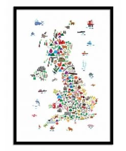 Wall Editions Décoration Murale Enfant Affiche D'art Avec Cadre Bois Noir - 50 X 70 Cm