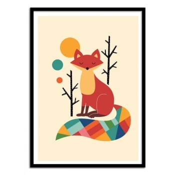 Wall Editions Décoration Murale Enfant Affiche D'art Avec Cadre Bois Noir - Rainbow Fox - 30 X 40 Cm 3 Wall Editions Décoration Murale Enfant Affiche D'art Avec Cadre Bois Noir - Rainbow Fox - 30 X 40 Cm – Image 3