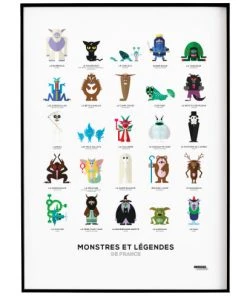 La Majorette à Moustache Décoration Murale Enfant Affiche D'art Monstres Et Légendes De France 50 X 70 Cm