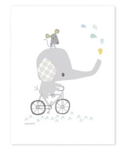 Lilipinso Décoration Murale Enfant Affiche éléphant En Papier Gris