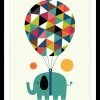 Hexoa Décoration Murale Enfant Affiche Enfant Hot Air Balloon Jumbo Avec Cadre Noir 20x30cm