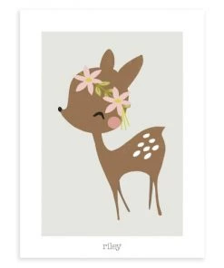 Lilipinso Décoration Murale Enfant Affiche Faon En Papier Multicolore