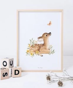 Lilipinso Décoration Murale Enfant Affiche Faon En Papier Orange -Décoration murale enfant Soldes affiche faon en papier orange 5