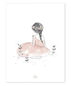 Lilipinso Décoration Murale Enfant Affiche Fillette En Papier Rose Pâle