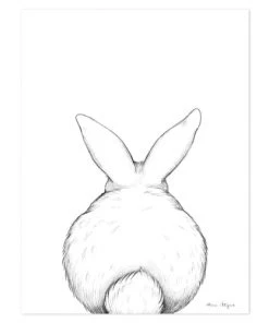 Lilipinso Décoration Murale Enfant Affiche Lapin Dos En Papier Blanc