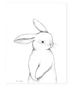 Lilipinso Décoration Murale Enfant Affiche Lapin En Papier Blanc