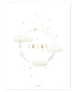 Lilipinso Décoration Murale Enfant Affiche Love Dream En Papier Or