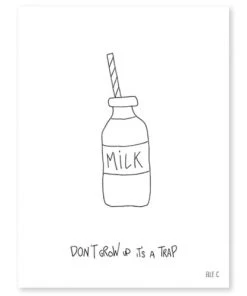 Lilipinso Décoration Murale Enfant Affiche Milk En Papier Noir