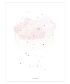 Lilipinso Décoration Murale Enfant Affiche Nuage En Papier Rose