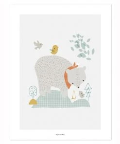 Lilipinso Décoration Murale Enfant Affiche Ours En Papier Gris
