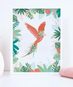 Lilipinso Décoration Murale Enfant Affiche Perroquet En Papier Multicolore -Décoration murale enfant Soldes affiche perroquet en papier multicolore 3