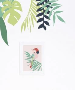 Lilipinso Décoration Murale Enfant Affiche Perroquet En Papier Rose -Décoration murale enfant Soldes affiche perroquet en papier rose 3