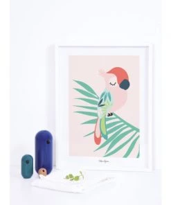 Lilipinso Décoration Murale Enfant Affiche Perroquet En Papier Rose -Décoration murale enfant Soldes affiche perroquet en papier rose 4