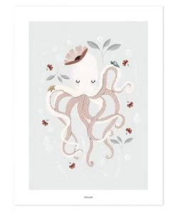 Lilipinso Décoration Murale Enfant Affiche Pieuvre En Papier Multicolore