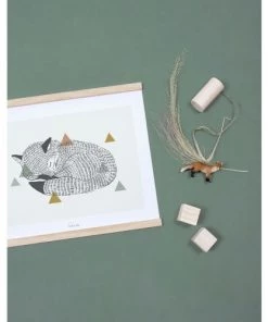 Lilipinso Décoration Murale Enfant Affiche Renard En Coton Gris -Décoration murale enfant Soldes affiche renard en coton gris 2