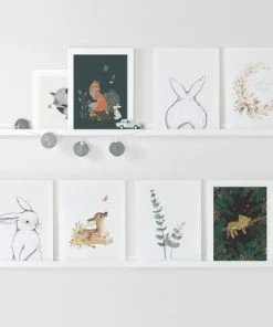 Lilipinso Décoration Murale Enfant Affiche Renard Et Lapin En Papier Bleu -Décoration murale enfant Soldes affiche renard et lapin en papier bleu 3