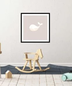 Hexoa Décoration Murale Enfant Affiche Sous Cadre Bois Enfant Baleine Oh 30x30cm -Décoration murale enfant Soldes affiche sous cadre bois enfant baleine oh 30x30cm 1