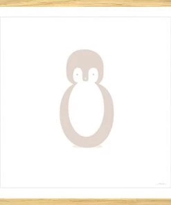 Hexoa Décoration Murale Enfant Affiche Sous Cadre Bois Enfant Pingouin Story 30x30cm