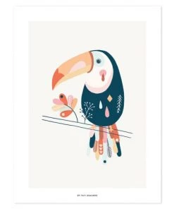 Lilipinso Décoration Murale Enfant Affiche Toucan En Papier Multicolore