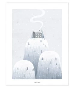 Lilipinso Décoration Murale Enfant Affiche Village En Papier Bleu