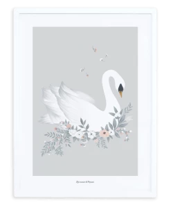 Lilipinso Décoration Murale Enfant Cadre Cygne En Bois Gris