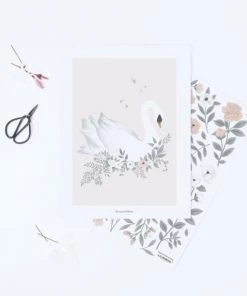 Lilipinso Décoration Murale Enfant Cadre Cygne En Papier Rose -Décoration murale enfant Soldes cadre cygne en papier rose 2