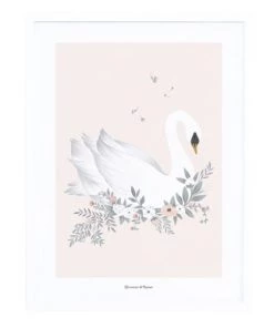 Lilipinso Décoration Murale Enfant Cadre Cygne En Papier Rose