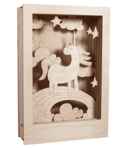 Youdoit Décoration Murale Enfant Cadre Décoratif En Bois à Motif 3D Licorne 20x30x6,5cm