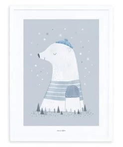 Lilipinso Décoration Murale Enfant Cadre Ours En Papier Bleu