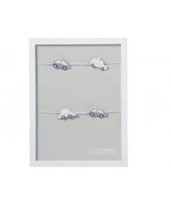 LANADECO Décoration Murale Enfant Cadre Photos 4 Clips Bois Gris -Décoration murale enfant Soldes cadre photos 4 clips bois gris 1
