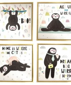 Wadiga Décoration Murale Enfant Cadres Décoratifs Chambre Enfant 35x35x2,5cm - Lot De 4