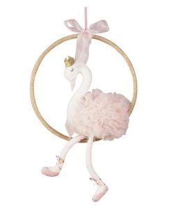 Maisons Du Monde Décoration Murale Enfant Déco Murale Cygne En Coton Rose Et Paillettes Dorées 45x45