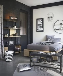 Maisons Du Monde Décoration Murale Enfant Etagère Ronde En Métal Quadrillé Noir -Décoration murale enfant Soldes etagere ronde en metal quadrille noir 1000 15 27 193424 3