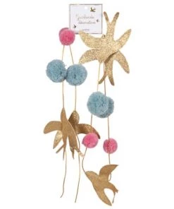 Maisons Du Monde Décoration Murale Enfant Guirlande à Pompons Et Hirondelles Dorées L185 -Décoration murale enfant Soldes guirlande a pompons et hirondelles dorees l185 1000 7 23 215601 6