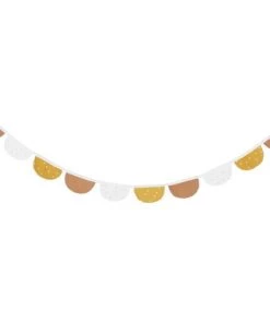 Maisons Du Monde Décoration Murale Enfant Guirlande Fanions Ronds Imprimés En Coton Orange, Marron Et Blanc L229