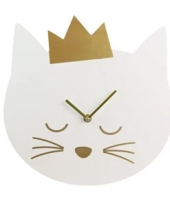 Dites Le Avec Des Mots Décoration Murale Enfant Horloge Murale Enfante Chat Diam. 30 Cm Blanc