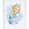 Crochetts Décoration Murale Enfant Impression Alice Avec La Potion Bleu Encadrée En Bois Blanc 43X33 Cm
